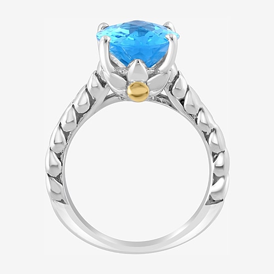 Effy Final Call Limited Quantities! Womens Genuine Blue Topaz 18K Gold Over Silver Oval Cocktail Ring
