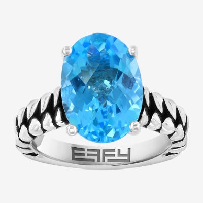 Effy Final Call Limited Quantities! Womens Genuine Blue Topaz 18K Gold Over Silver Oval Cocktail Ring