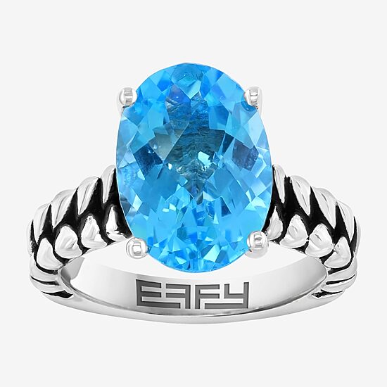 Effy Final Call Limited Quantities! Womens Genuine Blue Topaz 18K Gold Over Silver Oval Cocktail Ring