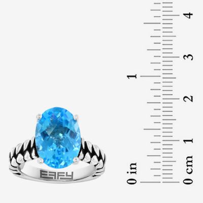 Effy Final Call Limited Quantities! Womens Genuine Blue Topaz 18K Gold Over Silver Oval Cocktail Ring