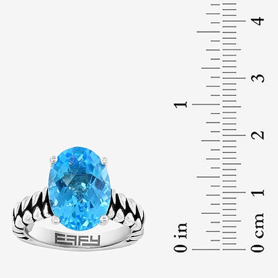 Effy Final Call Limited Quantities! Womens Genuine Blue Topaz 18K Gold Over Silver Oval Cocktail Ring