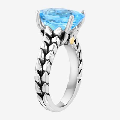 Effy Final Call Limited Quantities! Womens Genuine Blue Topaz 18K Gold Over Silver Oval Cocktail Ring