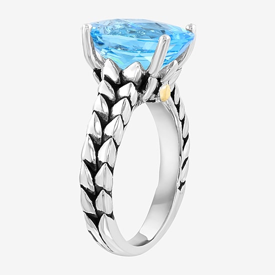 Effy Final Call Limited Quantities! Womens Genuine Blue Topaz 18K Gold Over Silver Oval Cocktail Ring
