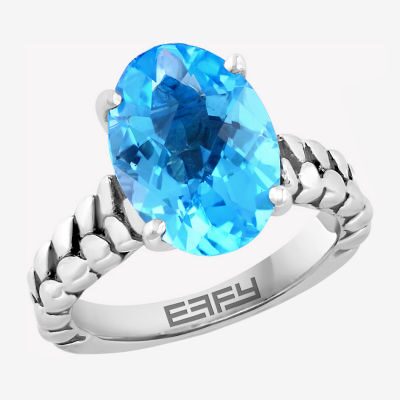 Effy Final Call Limited Quantities! Womens Genuine Blue Topaz 18K Gold Over Silver Oval Cocktail Ring