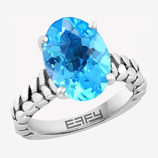Effy Final Call Limited Quantities! Womens Genuine Blue Topaz 18K Gold Over Silver Oval Cocktail Ring