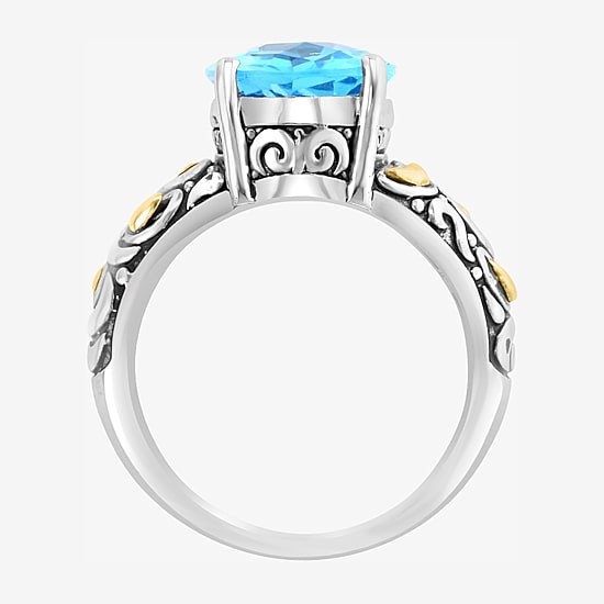 Effy Final Call Limited Quantities! Womens Genuine Blue Topaz 18K Gold Over Silver Oval Cocktail Ring