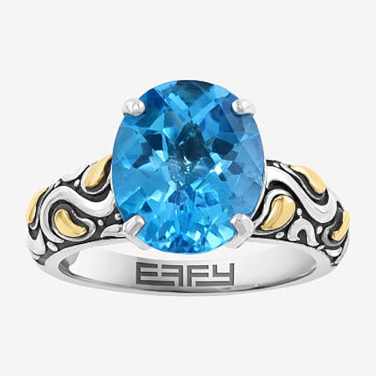 Effy Final Call Limited Quantities! Womens Genuine Blue Topaz 18K Gold Over Silver Oval Cocktail Ring