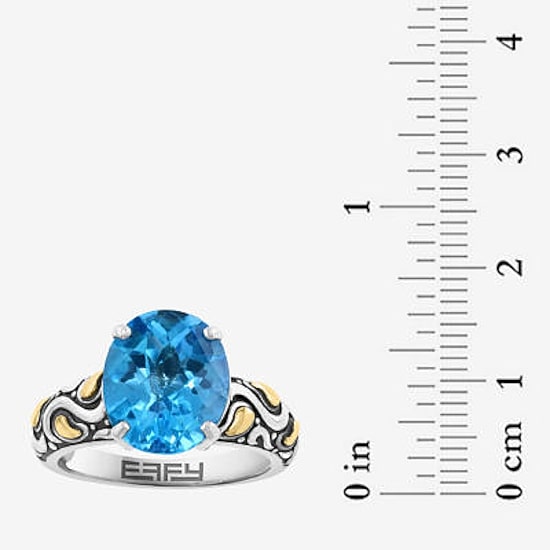 Effy Final Call Limited Quantities! Womens Genuine Blue Topaz 18K Gold Over Silver Oval Cocktail Ring