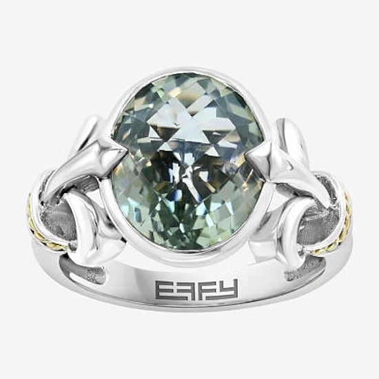 Effy Final Call Limited Quantities! Womens Genuine Green Amethyst 18K Gold Over Silver Oval Cocktail Ring