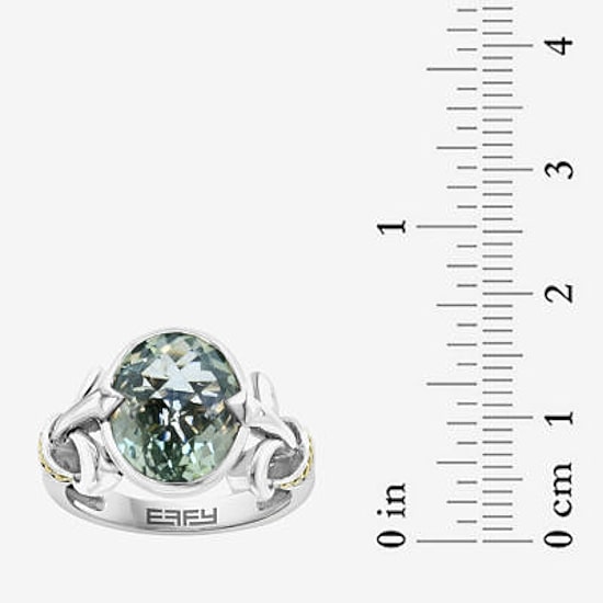 Effy Final Call Limited Quantities! Womens Genuine Green Amethyst 18K Gold Over Silver Oval Cocktail Ring