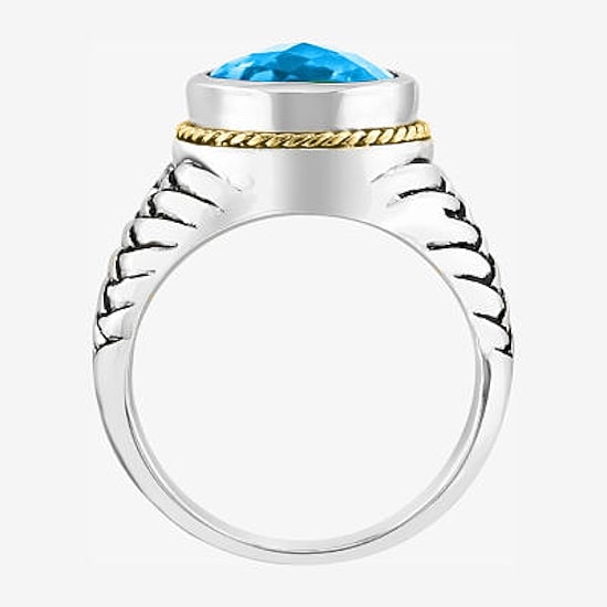 Effy Final Call Limited Quantities! Womens Genuine Blue Topaz 18K Gold Over Silver Round Cocktail Ring