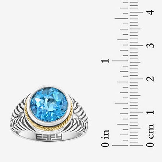 Effy Final Call Limited Quantities! Womens Genuine Blue Topaz 18K Gold Over Silver Round Cocktail Ring