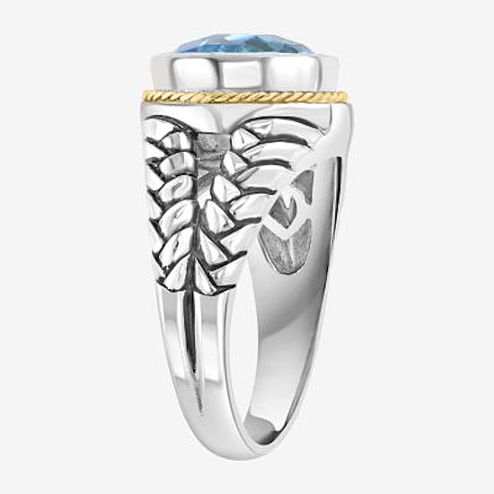 Effy Final Call Limited Quantities! Womens Genuine Blue Topaz 18K Gold Over Silver Round Cocktail Ring