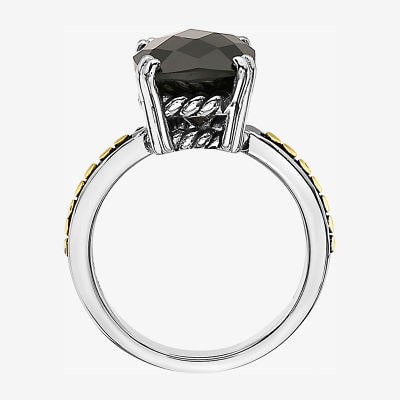 Effy Final Call Limited Quantities! Womens Genuine Black Onyx 18K Gold Over Silver Side Stone Cocktail Ring