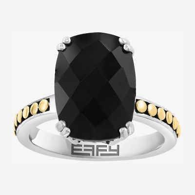Effy Final Call Limited Quantities! Womens Genuine Black Onyx 18K Gold Over Silver Side Stone Cocktail Ring