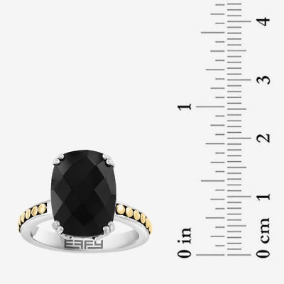 Effy Final Call Limited Quantities! Womens Genuine Black Onyx 18K Gold Over Silver Side Stone Cocktail Ring
