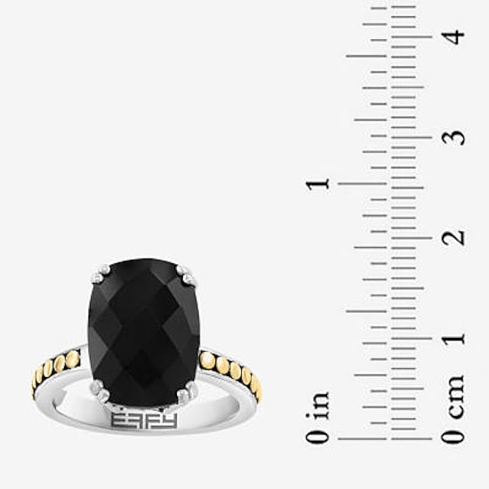 Effy Final Call Limited Quantities! Womens Genuine Black Onyx 18K Gold Over Silver Side Stone Cocktail Ring