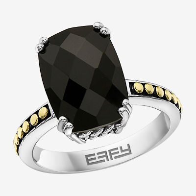 Effy Final Call Limited Quantities! Womens Genuine Black Onyx 18K Gold Over Silver Side Stone Cocktail Ring