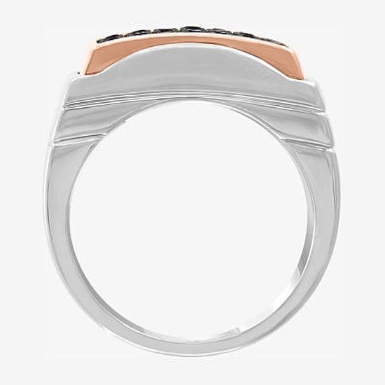 Effy Final Call Limited Quantities! Mens Genuine Black Sapphire 14K Rose Gold Over Silver Rectangular Fashion Ring