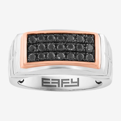 Effy Final Call Limited Quantities! Mens Genuine Black Sapphire 14K Rose Gold Over Silver Rectangular Fashion Ring