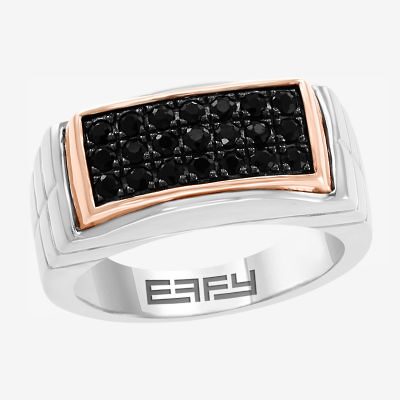 Effy Final Call Limited Quantities! Mens Genuine Black Sapphire 14K Rose Gold Over Silver Rectangular Fashion Ring