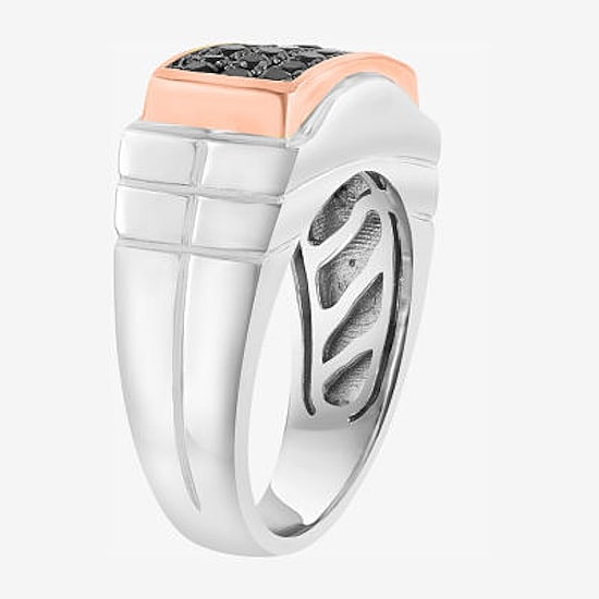 Effy Final Call Limited Quantities! Mens Genuine Black Sapphire 14K Rose Gold Over Silver Rectangular Fashion Ring