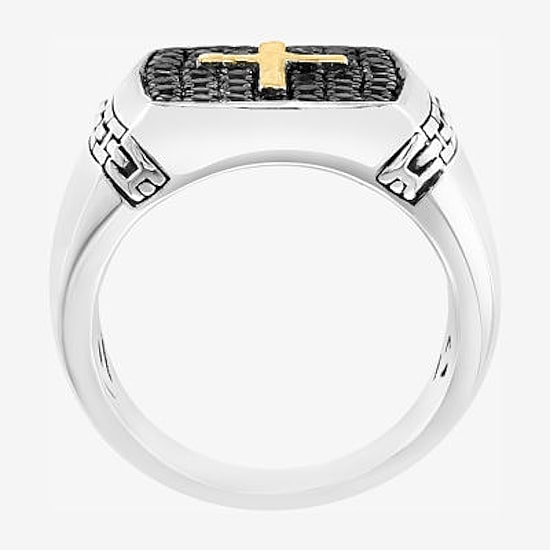 Effy Final Call Limited Quantities! Mens Genuine Black Sapphire 14K Gold Over Silver Square Fashion Ring
