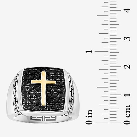 Effy Final Call Limited Quantities! Mens Genuine Black Sapphire 14K Gold Over Silver Square Fashion Ring