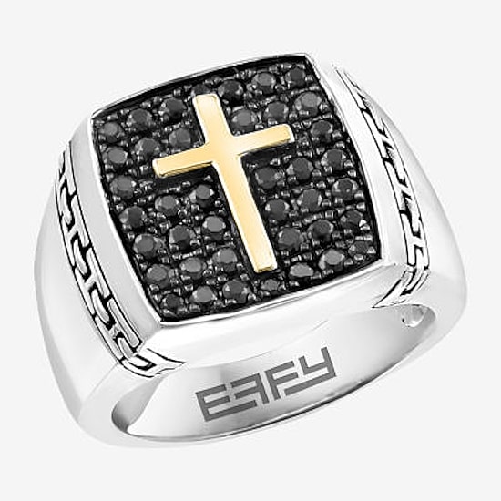 Effy Final Call Limited Quantities! Mens Genuine Black Sapphire 14K Gold Over Silver Square Fashion Ring