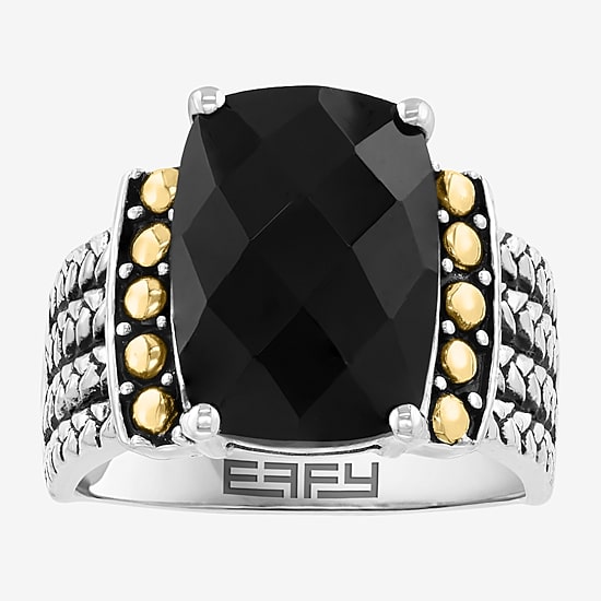 Effy Final Call Limited Quantities! Womens Genuine Black Onyx 18K Gold Over Silver Cocktail Ring