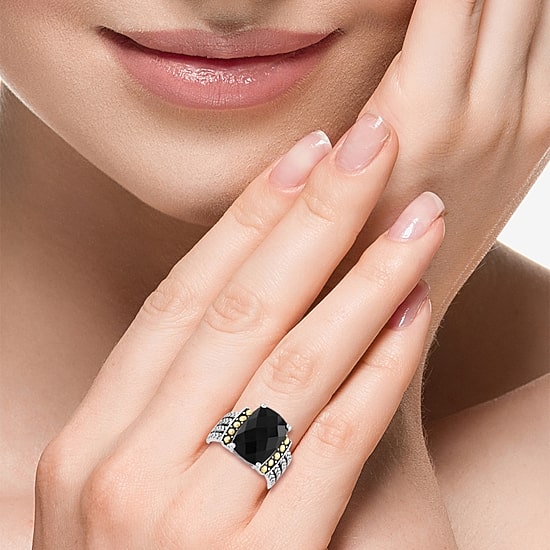 Effy Final Call Limited Quantities! Womens Genuine Black Onyx 18K Gold Over Silver Cocktail Ring