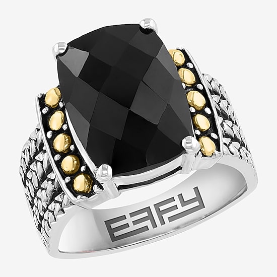 Effy Final Call Limited Quantities! Womens Genuine Black Onyx 18K Gold Over Silver Cocktail Ring