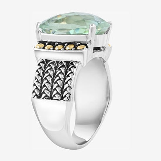 Effy Final Call Limited Quantities! Womens Genuine Green Amethyst 18K Gold Over Silver Cocktail Ring