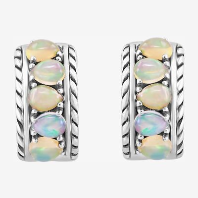 Effy Final Call Limited Quantities! Womens Genuine White Opal Sterling Silver 14.5mm Hoop Earrings