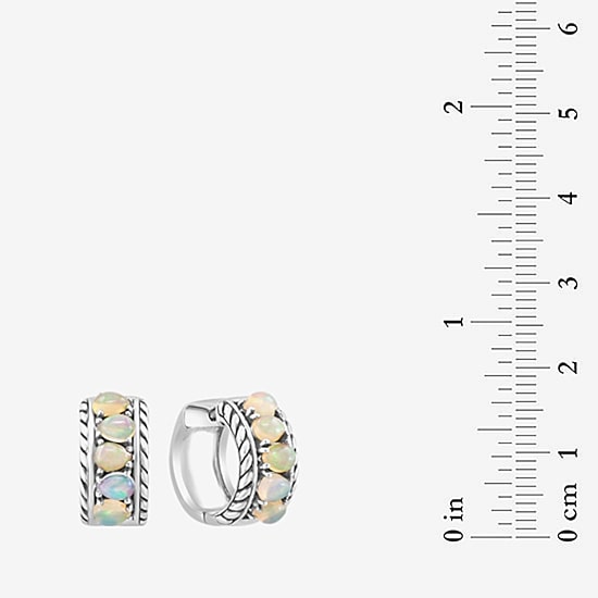 Effy Final Call Limited Quantities! Womens Genuine White Opal Sterling Silver 14.5mm Hoop Earrings