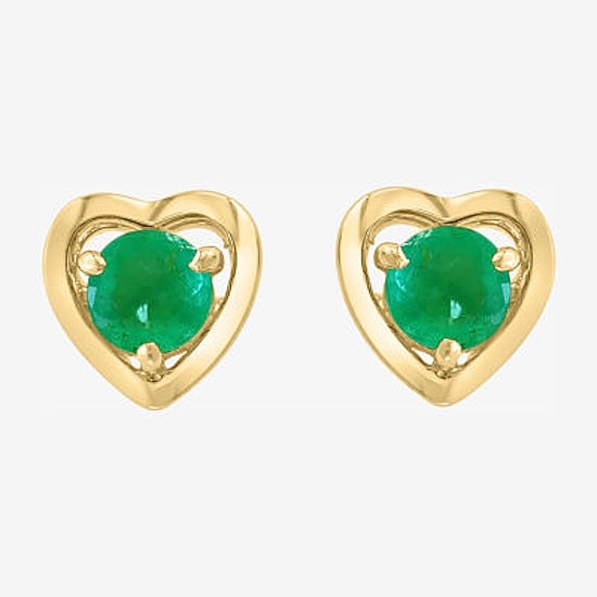 Effy Final Call Limited Quantities! Genuine Green Emerald 14K Gold Over Silver 15mm Heart Stud Earrings