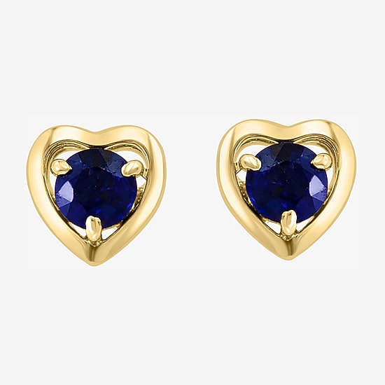 Effy Final Call Limited Quantities! Genuine Blue Sapphire 14K Gold Over Silver 15mm Heart Stud Earrings