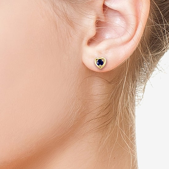 Effy Final Call Limited Quantities! Genuine Blue Sapphire 14K Gold Over Silver 15mm Heart Stud Earrings