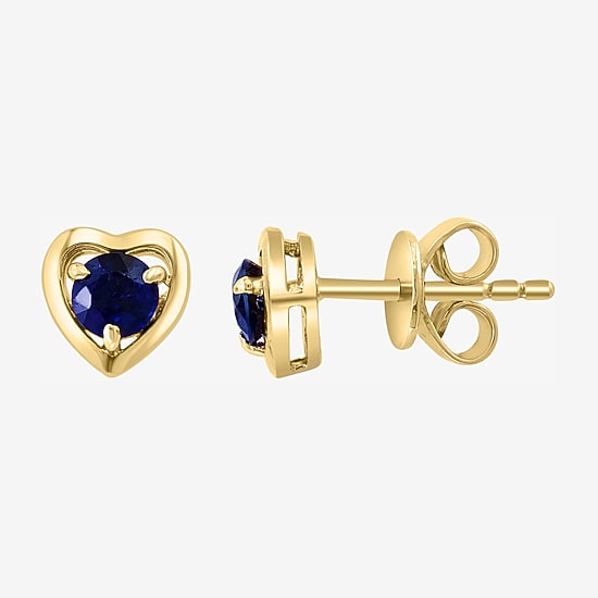 Effy Final Call Limited Quantities! Genuine Blue Sapphire 14K Gold Over Silver 15mm Heart Stud Earrings