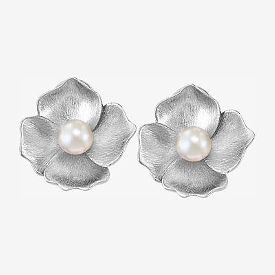 Effy Final Call Limited Quantities! White Cultured Freshwater Pearl Sterling Silver 15mm Flower Stud Earrings