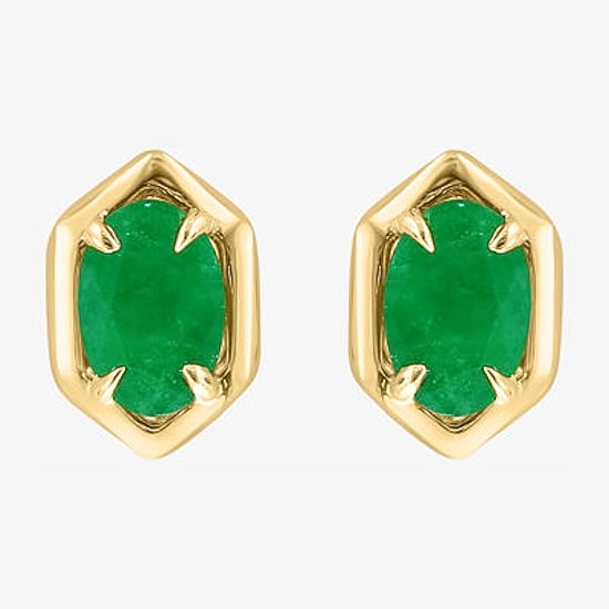 Effy Final Call Limited Quantities! Genuine Green Emerald 14K Gold Over Silver 15mm Marquise Stud Earrings