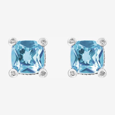 Effy Final Call Limited Quantities! Genuine Blue Topaz Sterling Silver 8.6mm Square Stud Earrings