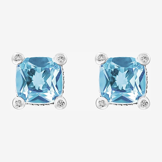 Effy Final Call Limited Quantities! Genuine Blue Topaz Sterling Silver 8.6mm Square Stud Earrings