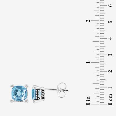 Effy Final Call Limited Quantities! Genuine Blue Topaz Sterling Silver 8.6mm Square Stud Earrings