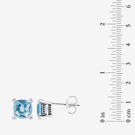 Effy Final Call Limited Quantities! Genuine Blue Topaz Sterling Silver 8.6mm Square Stud Earrings