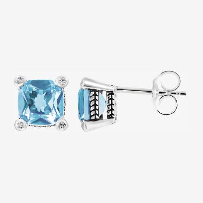 Effy Final Call Limited Quantities! Genuine Blue Topaz Sterling Silver 8.6mm Square Stud Earrings