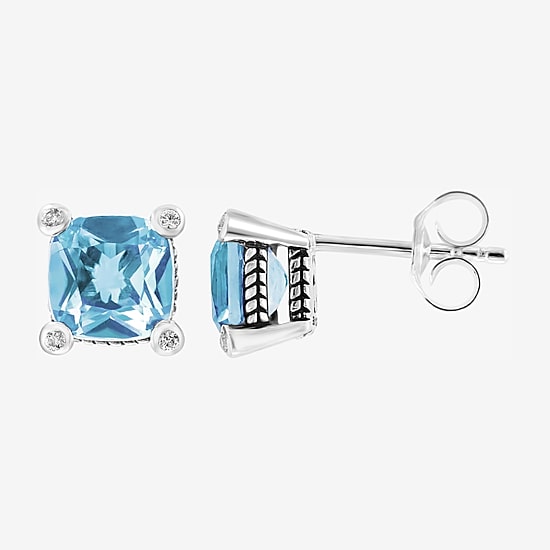 Effy Final Call Limited Quantities! Genuine Blue Topaz Sterling Silver 8.6mm Square Stud Earrings