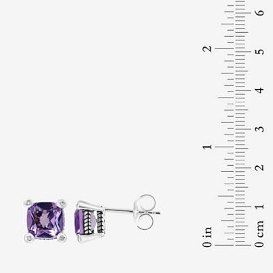 Effy Final Call Limited Quantities! Genuine Purple Amethyst Sterling Silver 8.8mm Square Stud Earrings