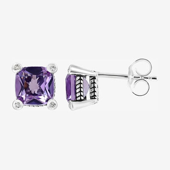 Effy Final Call Limited Quantities! Genuine Purple Amethyst Sterling Silver 8.8mm Square Stud Earrings