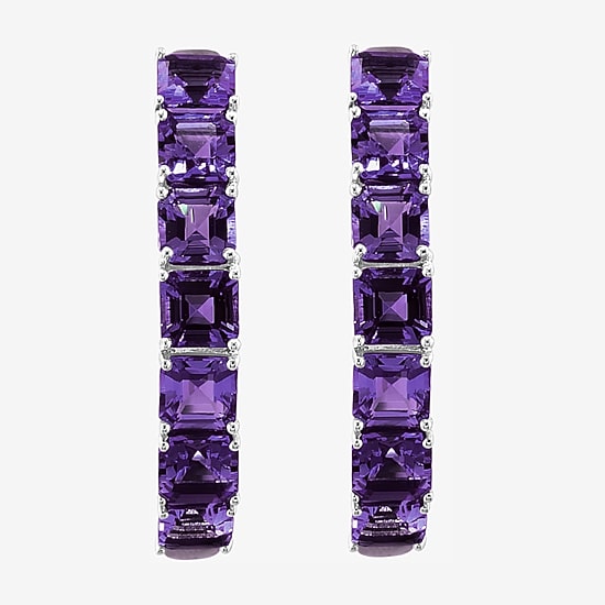 Effy Final Call Limited Quantities! Womens Genuine Purple Amethyst Sterling Silver 34.8mm Hoop Earrings